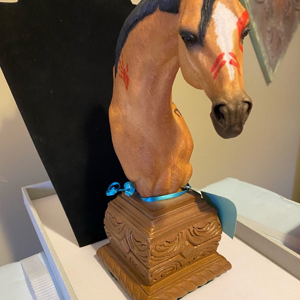 Estevez Signed Indian Pony Horse Head Sculpture 2000, 772/2500